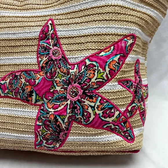 Vera Bradley Tan and Pink Starfish Beach Bag - Picture 3 of 11